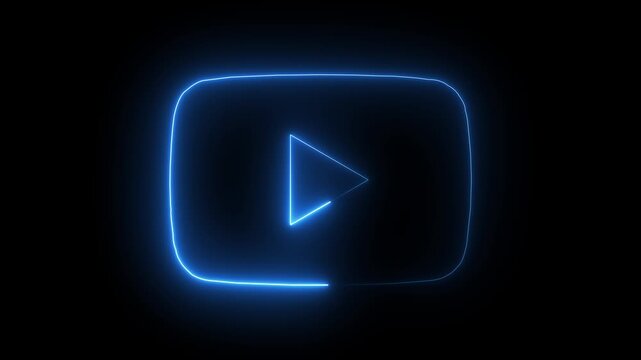 video logo icon neon effect slow motion clip, Video pause logo icon blue colour  saber motion clip, subscribe sign glow design