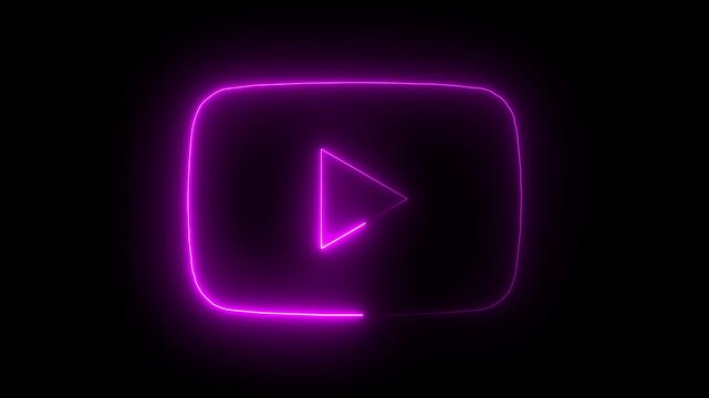video logo icon neon effect slow motion clip, Video pause logo icon pink saber motion clip, subscribe sign glow design.