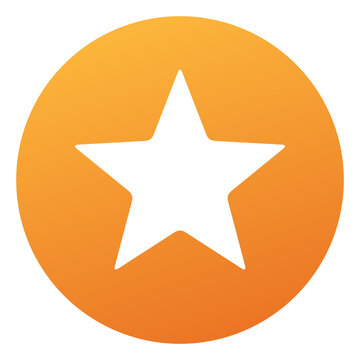 Orange Circle Star Badge Round Button Award Rating Icon Transparent Background