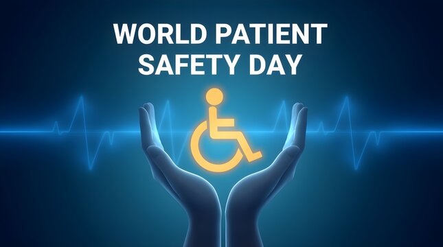 Hands protecting a wheelchair representing world patient safety day awareness concept