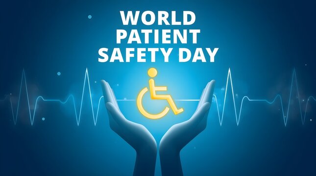 Hands protecting a wheelchair representing world patient safety day awareness concept