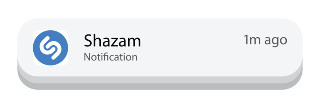 Shazam Notification Banner on Mobile Screen, Editorial Use Only