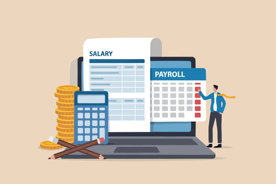 Online payroll and salary calculation concept