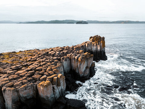 Cliffs and Ocean Waves From Above