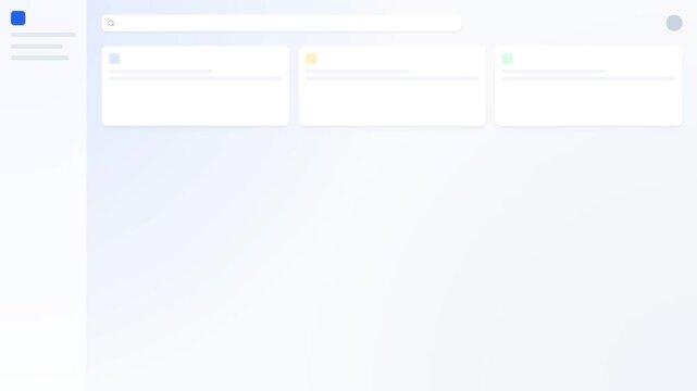 Minimalist digital dashboard interface with cards and sidebar design