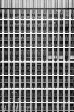 Geometric Office Building Facade in Black and White