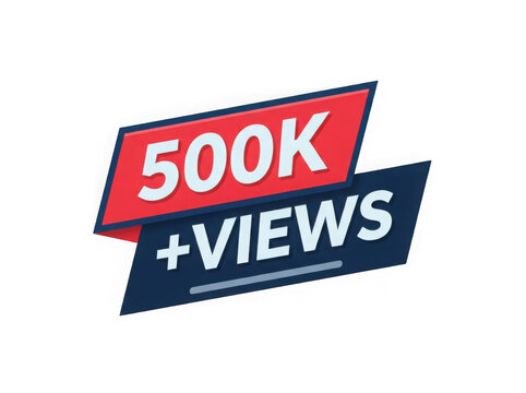 Social media performance badge showing 500k plus views in a professional sticker format