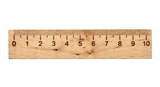 Simple wooden ruler with centimeter markings and numbers from 0 to 10