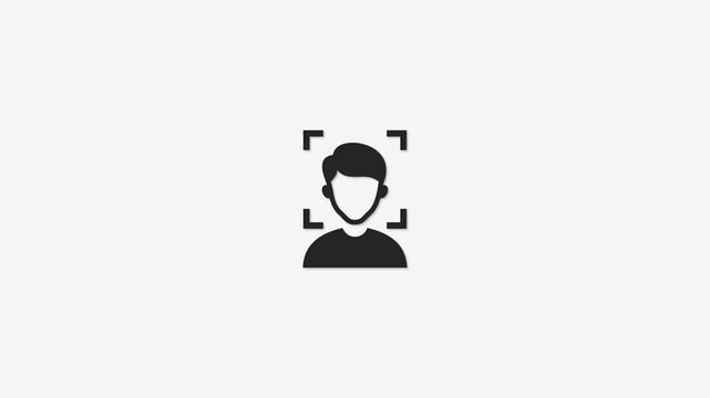 Facial recognition icon scanning person in digital frame for identification security technology.