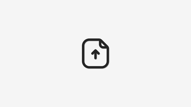 Minimalist document upload icon animating on clean light grey background with smooth scaling motion graphics.