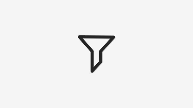 Funnel icon animation representing filtering and data processing on a clean background.