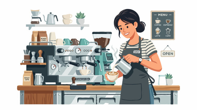 Barista making coffee
