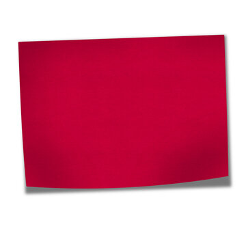 Curved magenta paper sheet mockup banner isolated on black background