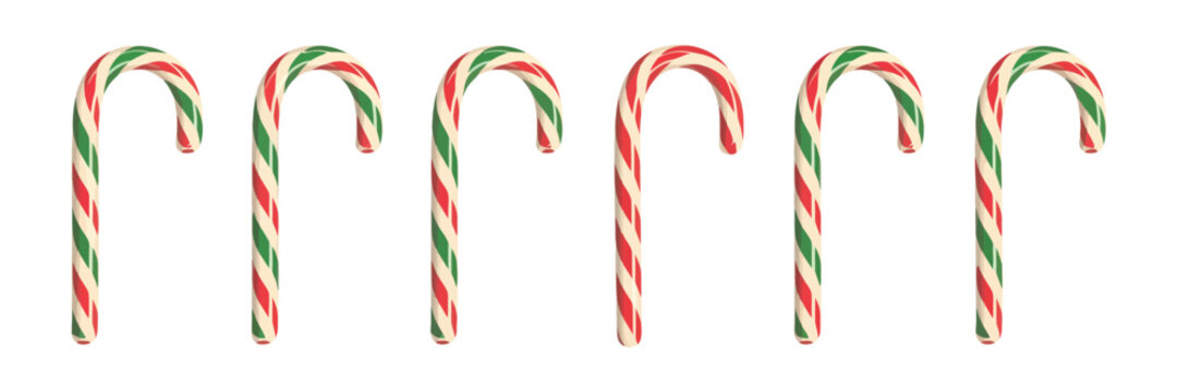 candy cane stick, glossy red and white striped peppermint sweets, cute christmas lollipop ornament for holiday decoration, festive food and vector illustration