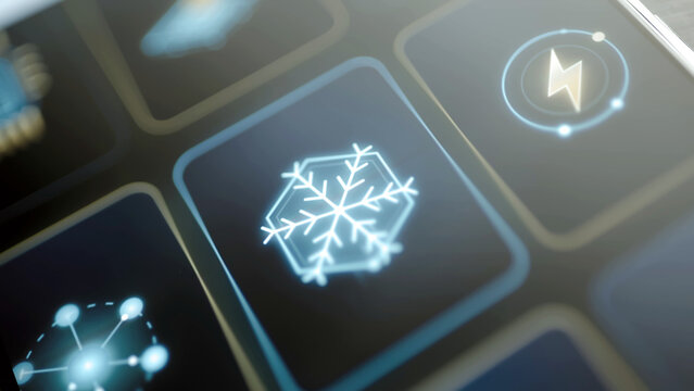 Bright snowflake icon on selected cooling tile
