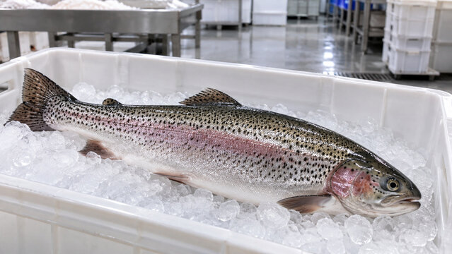 Close View of Ice and Fish Crate Before Packing