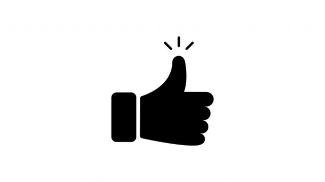 Thumbs Up Gesture Solid Animated Icon With Alpha Channel. Approval, Agreement, And Positive Feedback Silhouette Motion Graphic. Social Media Interaction And Communication. On Transparent Background