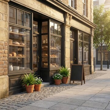 Charming european bakery exterior