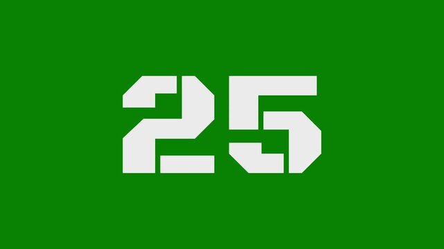 White digital countdown animation from 30 to 0 seconds with modern flat design on green background in 4k
