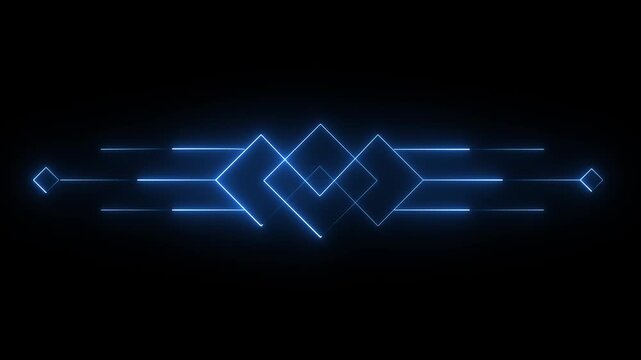 glowing Neon deco divider icon on black background. deco divider icon animation. 4k motion video animation...