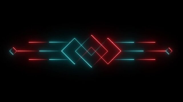 glowing Neon deco divider icon on black background. deco divider icon animation. 4k motion video animation...
