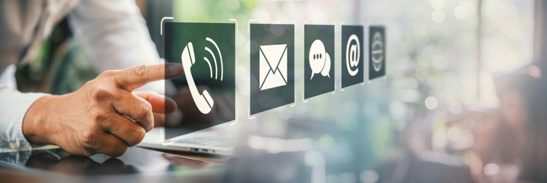 Customer Support and Technical Helpdesk Concept Featuring Interactive Communication Symbols.