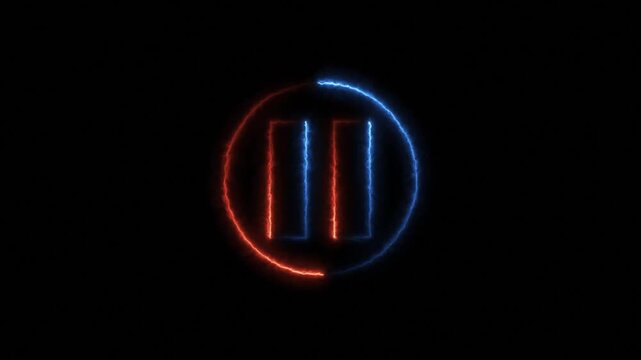 Video, audio neon play button icon animation. glowing play button animation. clicking video play and pause button with chroma key, screen and alpha channel 4k ...