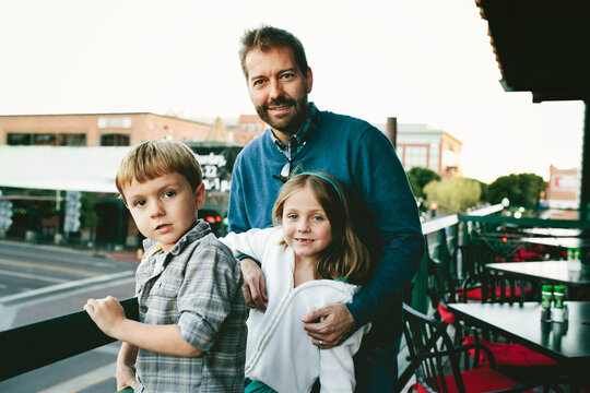 Father with Young Son and Daughter