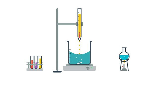 Animation of a Chemical Titration Experiment Showing Color Change in a Laboratory