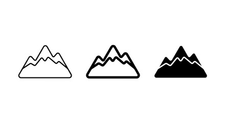 Mountain Icons Set: Outline, Filled, Silhouette Vector Graphics for Nature and Adventure Themes © Taha