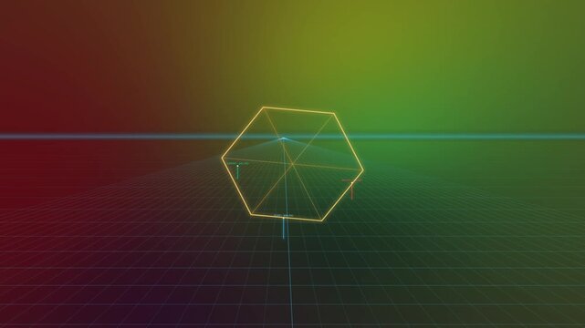 4K 3D Cyber Trading Grid Floor and Perspective Plane with Audio Visualizer Background Loop