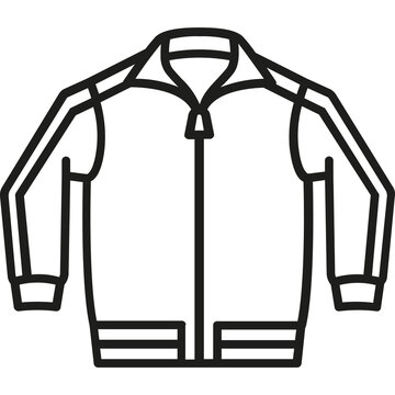 Track jacket line art icon for sportswear and athletic apparel