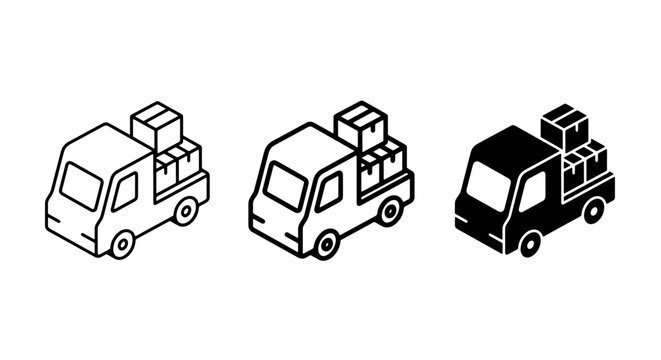 Delivery Van Icons, Shipping Truck Graphics, Logistics Vehicle Set, Cargo Van Vector Art