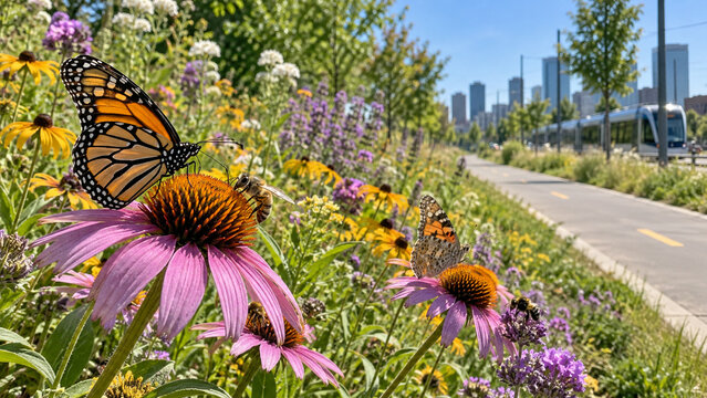 Pollinators Follow Native Plants Across Road Verge
