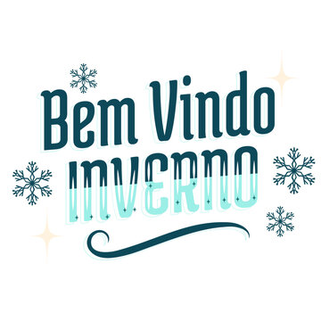 Winter lettering bem vindo invierno blue