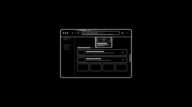Animation of Web Page Interface Loading Content on a Clean Dark Background Layout