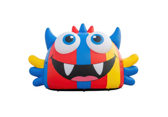 Fototapeta premium A colorful monster with a big smile isolated on transparent background