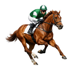 Fototapeta premium PNG Dynamic horse racing action captured.