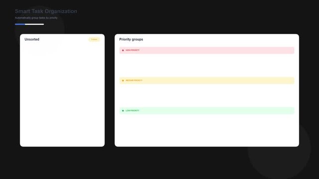 Productivity dashboard displaying task management and progress completion
