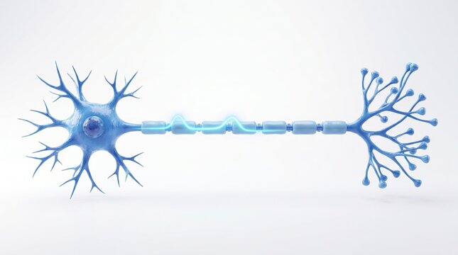 Nerve impulse action potential concept 3D illustration