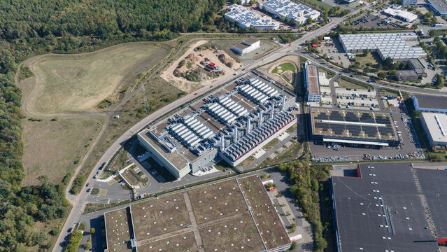 Aerial view of Massive Hyperscale Data Center in Dietzenbach Germany