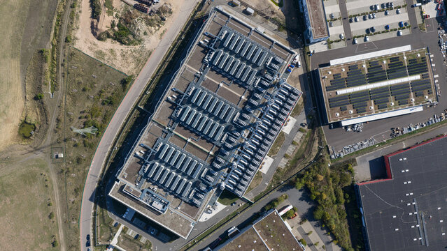 Aerial view of Massive Hyperscale Data Center in Dietzenbach Germany