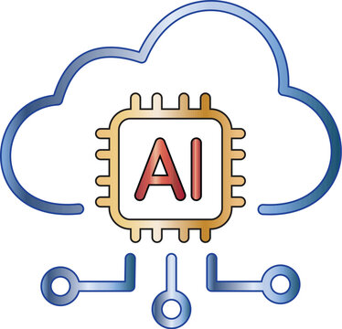 Artificial intelligence cloud computing technology icon representing digital network database process