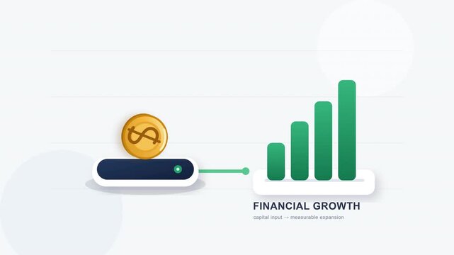 Vector illustration of financial growth concept with a coin and rising green bar charts