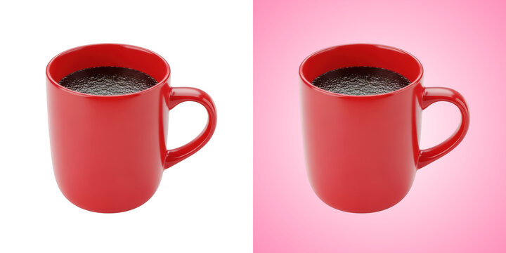 Red coffee mug isolated on transparent background