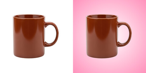 Simple brown coffee mug isolated on transparent background