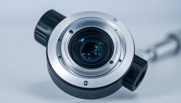 Camera Lens Mount: A close-up of a professional camera lens mount, showcasing the intricate metal components and optical glass, ready to capture stunning visual narratives.