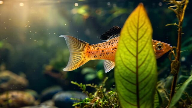 molly fish underwater close up at morning light in rio grande river texas video