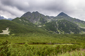 Obraz premium Idyllisches Alpental mit Bergsee und grünen Berghängen