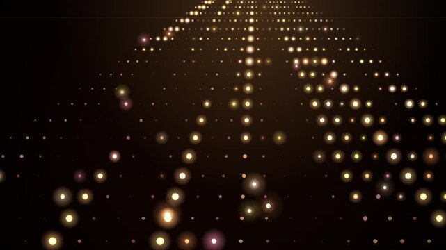 A seamless loop of glowing yellow and white dots arranged in a grid formation against a dark background.